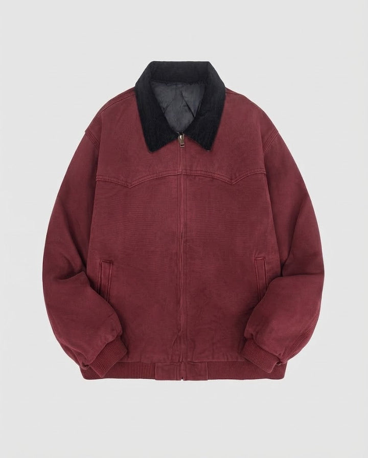 Herren gepolsterte Canvas‑Bomberjacke mit Teddykragen und Thermofutter Drune