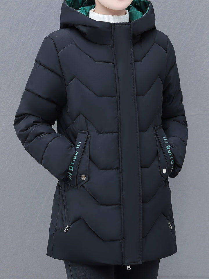 Drune | Langes, lässiges Damen-Daunenjacke mit Kapuze