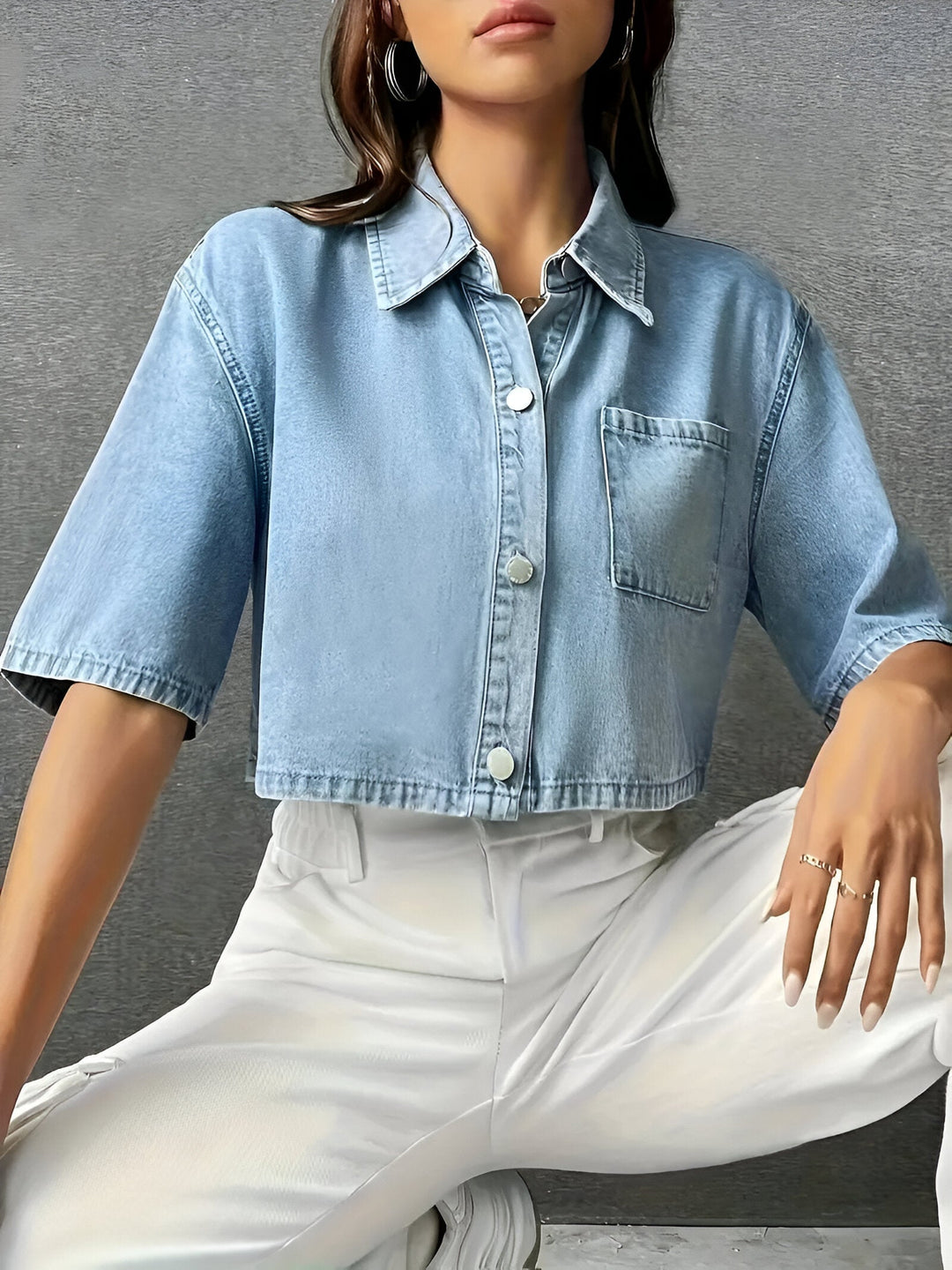 Drune | Mühelos Schickes Hellblaues Denim-Shirt