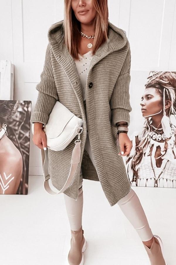 Drune | Strickjacke mit Kapuze Lockerer Schnitt Weich und Warm