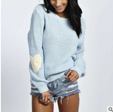 Damen Grobstrickpullover mit Herzapplikation und weitem Schnitt Drune