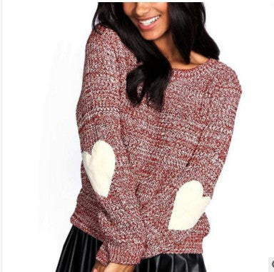 Damen Grobstrickpullover mit Herzapplikation und weitem Schnitt Drune