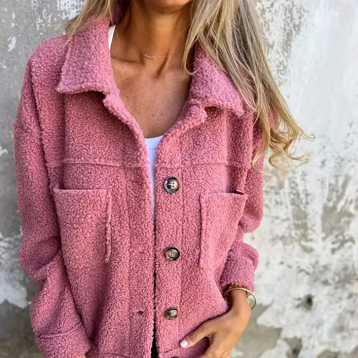 Drune | Damen Lange Ärmel Teddy Jacke Gemütlicher Winterstil