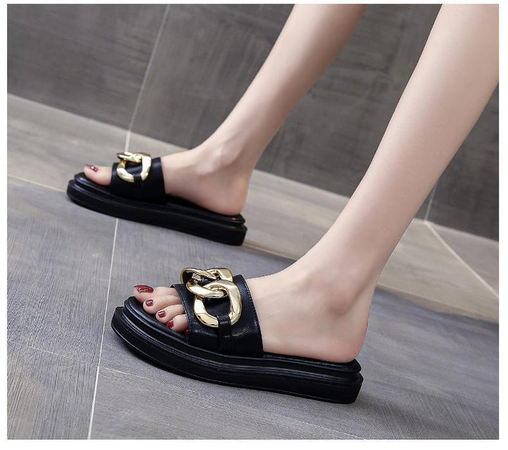 Drune | Sandals women with platform and golden chain