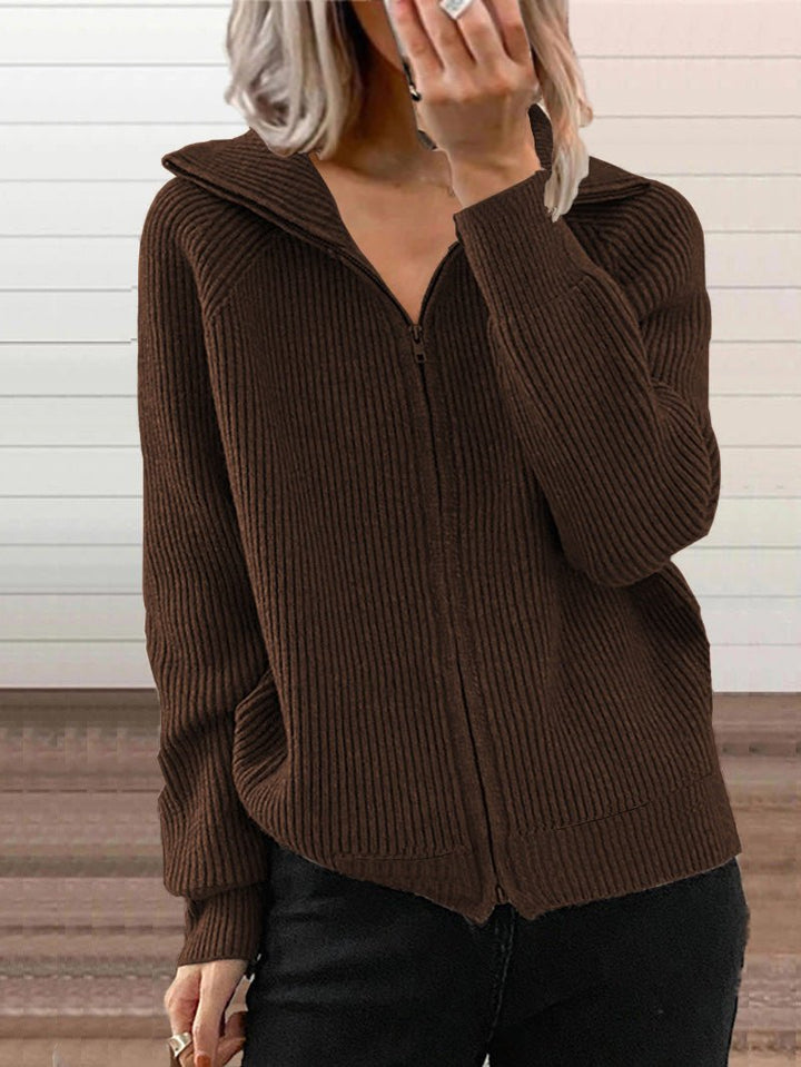 Drune | Cozy cotton knit zip-up pullover jacket