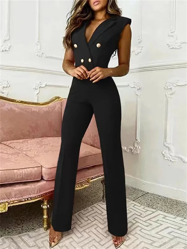 Drune | Jumpsuit mit V-Ausschnitt und Hahnentrittmuster