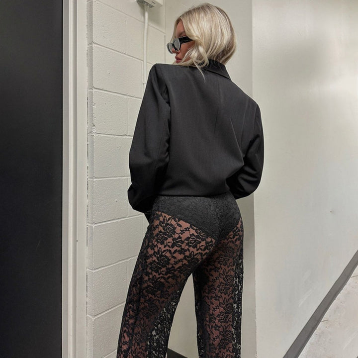Drune | Spitze Perspektive hohe Taille Spleißen lange gerade Hose