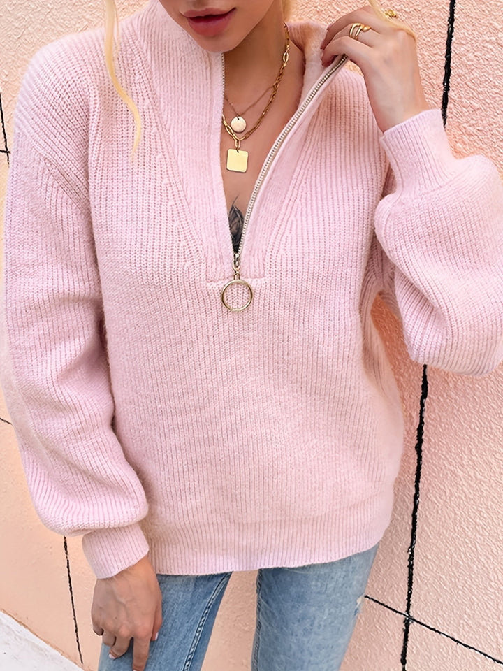 Drune | Damen Strickpullover mit Zipper – Weicher Half-Zip Sweater im lässigen Stil