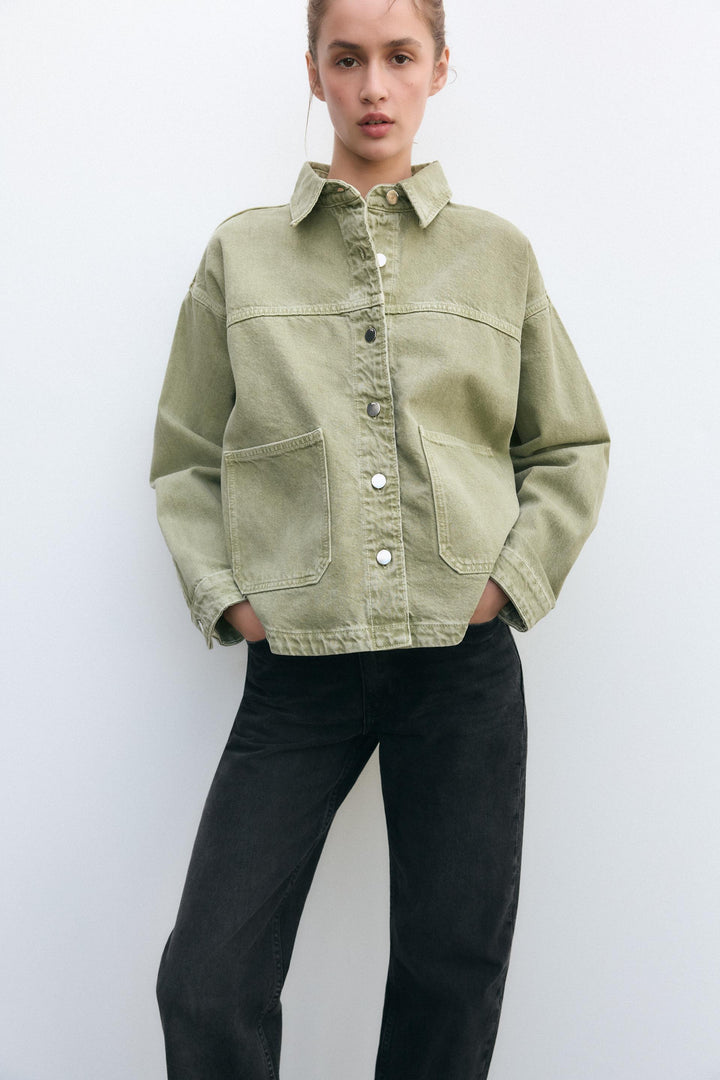 Drune | Klassische Khaki Denim-Jacke für Den Alltag