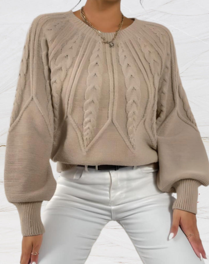 Drune | Eleganter Pullover - Beiger Pfeil-Stil Strickpullover