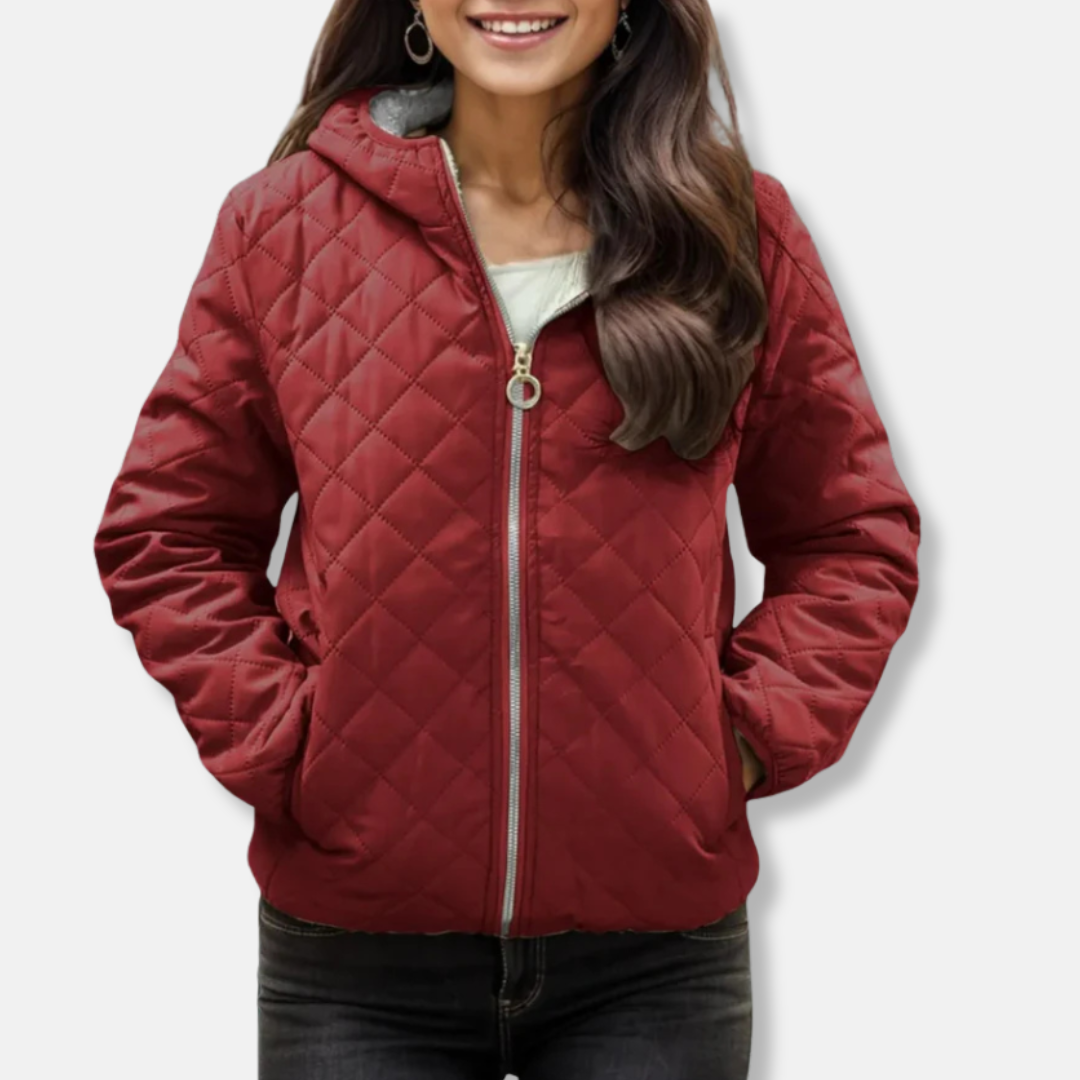 Drune | Steppjacke Lässiger Schnitt Diamantsteppung Kapuze Elastischer Saum