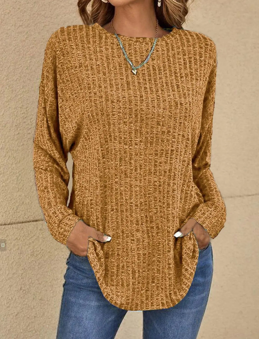 Drune | Pullover Sweater - Relaxed Fit - Weiches Strick - Gerippte Textur - Langarm Lässig
