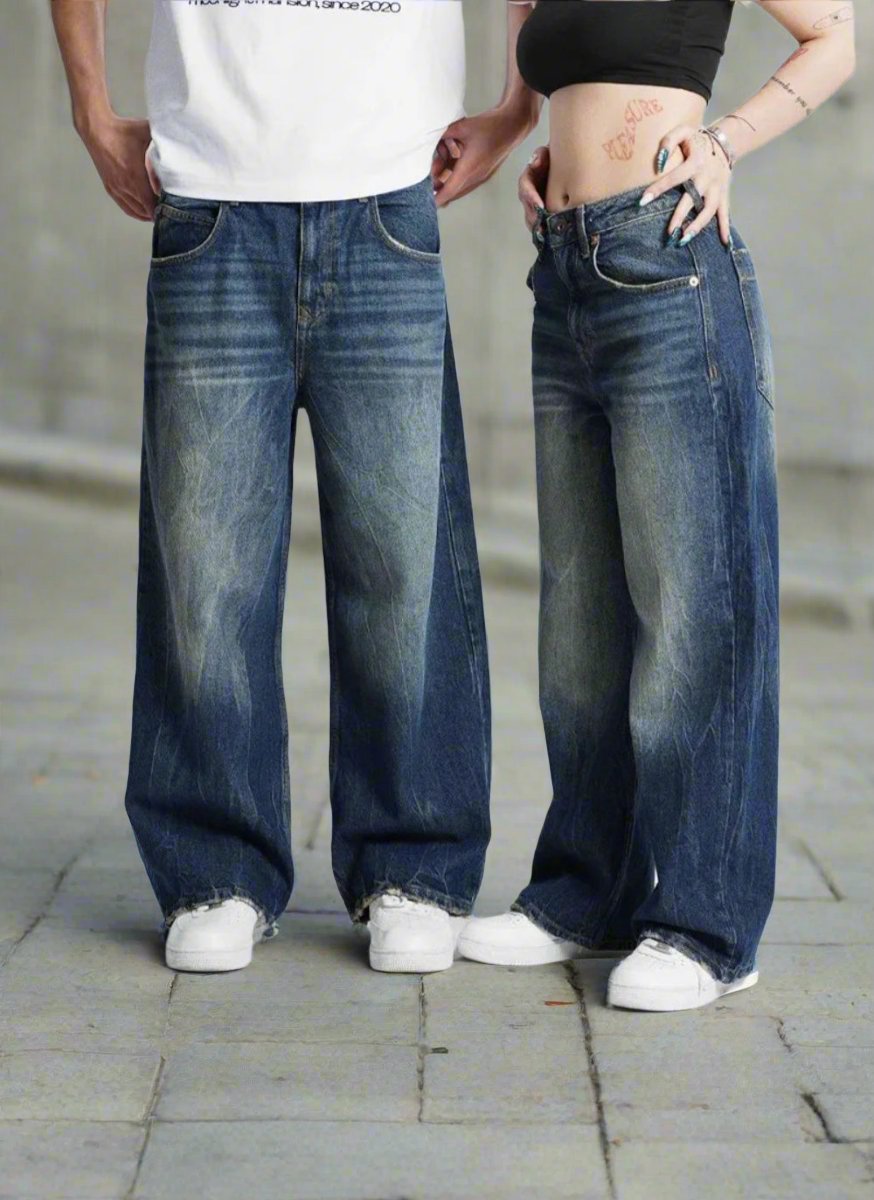 Drune | Weite Jeans Baggy Fit Hohe Taille Bequem Und Lässig Denim