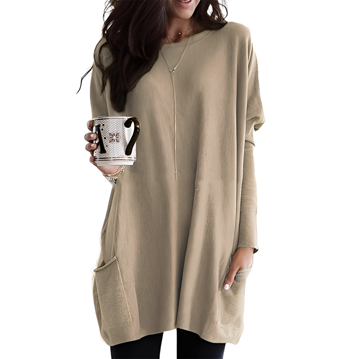 Drune | Bequemer langer Damenpullover mit Taschen