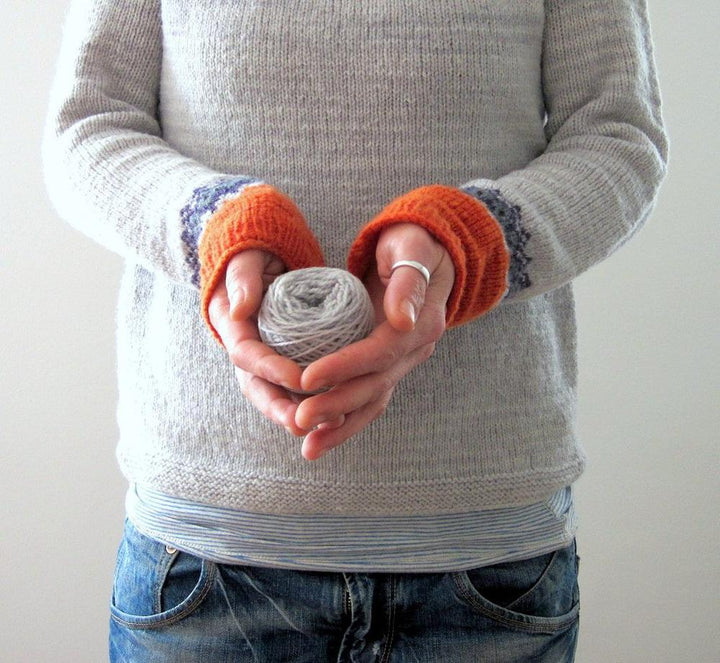 Drune | Grau Strickpullover mit Farbenfrohem Muster Wollmischung Warm und Bequem