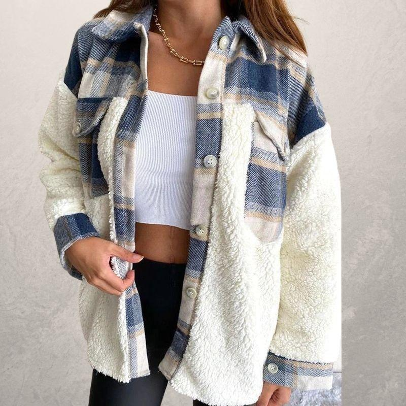 Drune | Karierter Fleece-Button-Down-Casual-Mantel