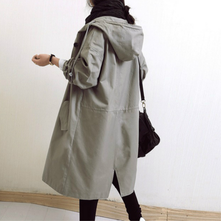 Drune | stilvolle lange Damenjacke mit Kapuze