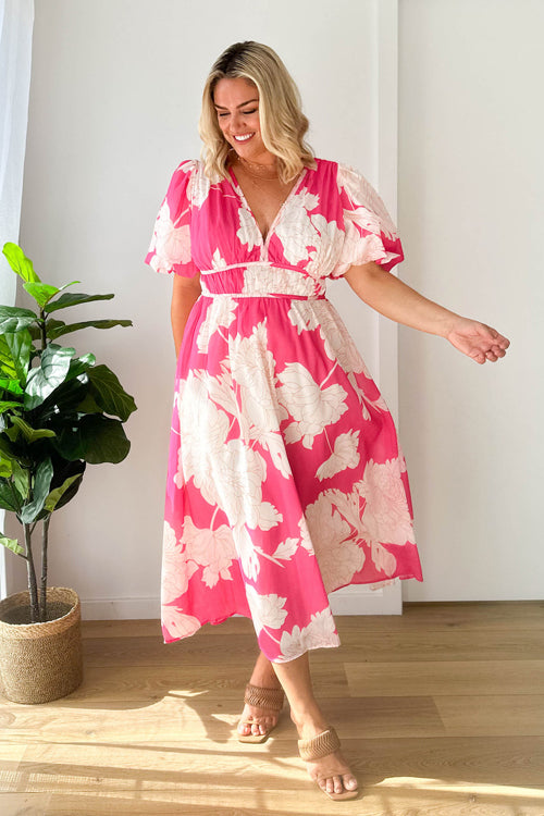 Drune | Real Love Print Puffärmel Maxi Kleid