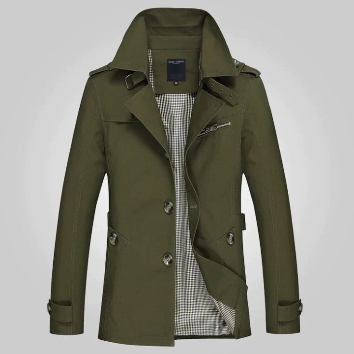 Drune | Trenchcoat mit Stehkragen für Damen - Knopfdetails