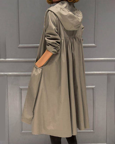 Drune | Klassischer Windbreaker-Trenchcoat mit Kapuze und Reißverschluss - Ideal für Herbst/Winter