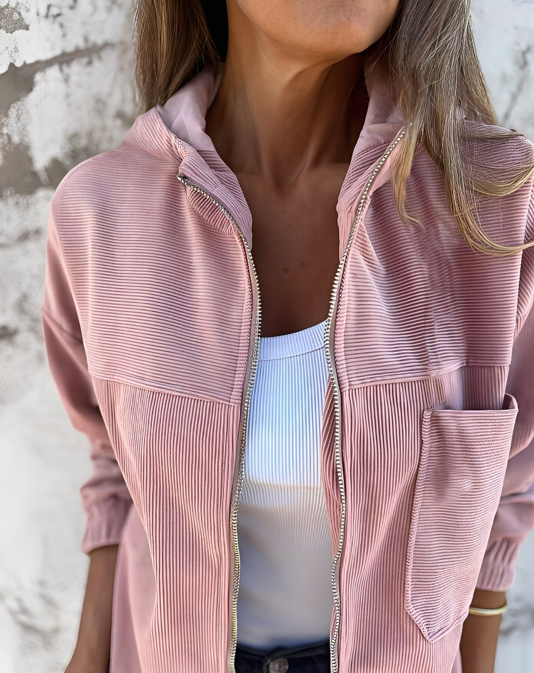Drune | Lässige Cord-Jacke mit Kapuze für Frauen