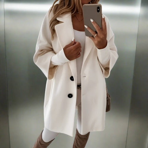 Drune - Damen schicker oversized Mantel in Elfenbein