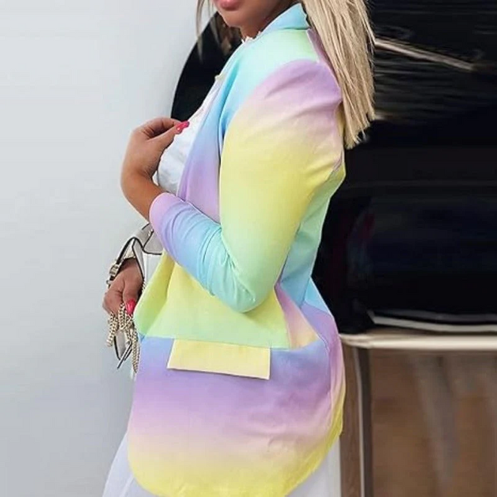 Drune | Damen Ombre Offene Front Blazer, Lange Ärmel, Lässige Passform