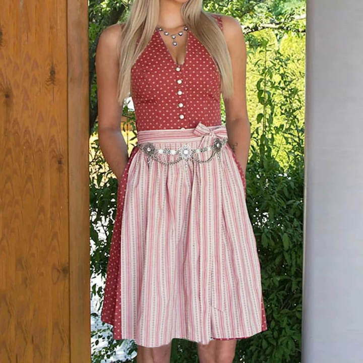 Drune | Damen Traditionelles Outfit mit Taillengürtel und Stickerei