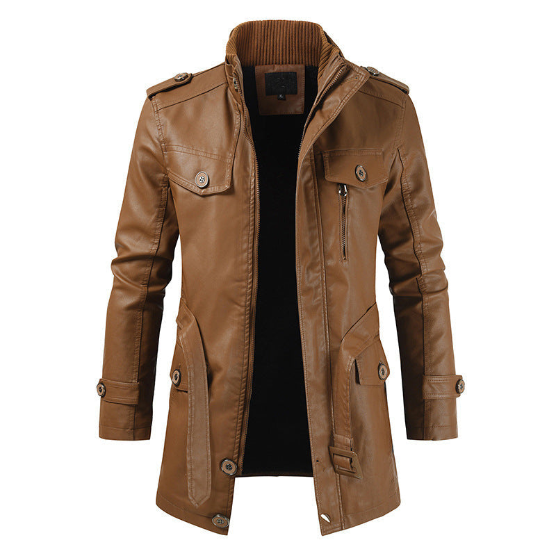 Drune | Retro Leder-Trenchcoat für Männer