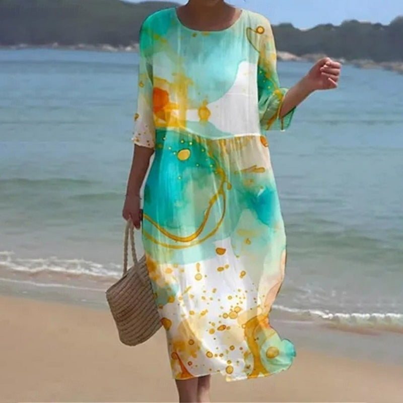 Drune | Stilvolle Blumen Midi Kleid