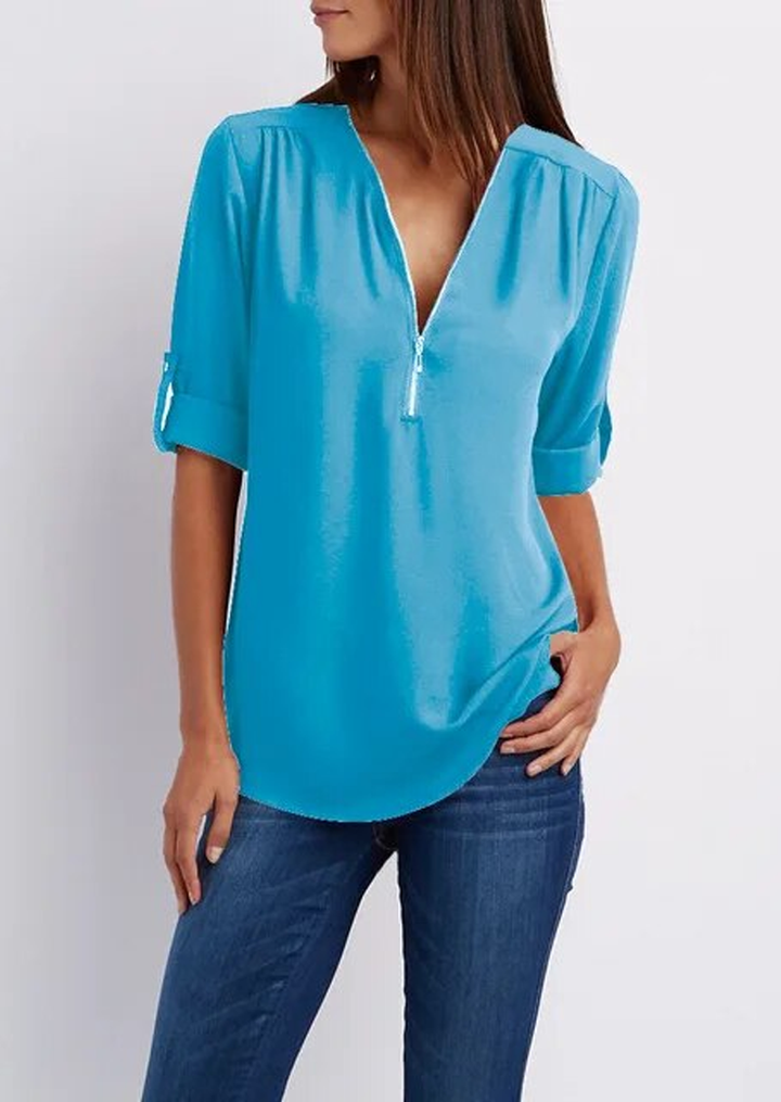 Drune | Chiffonbluse mit Reißverschluss