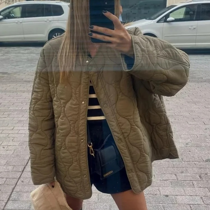 Drune | Bequemes Rundhals gepolstertes Jacket mit Knöpfen Ideal für Herbst/Winter