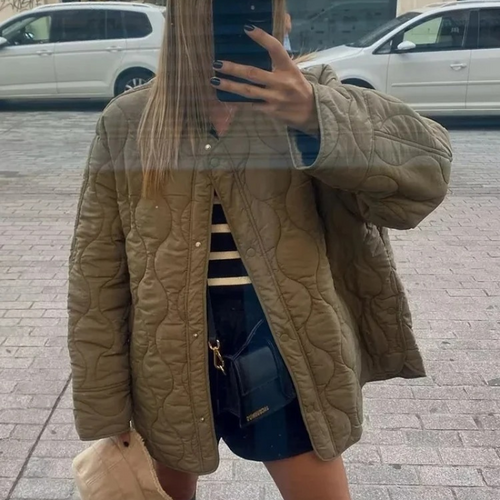 Drune | Bequemes Rundhals gepolstertes Jacket mit Knöpfen Ideal für Herbst/Winter