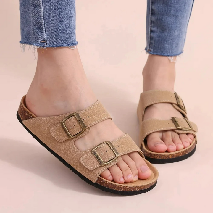 Drune | Wildleder Damen Sandalen Mit Doppeltem Riemen