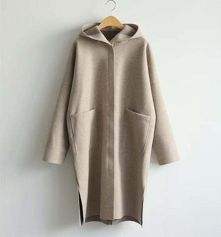 Drune | Long coat with hood and open design