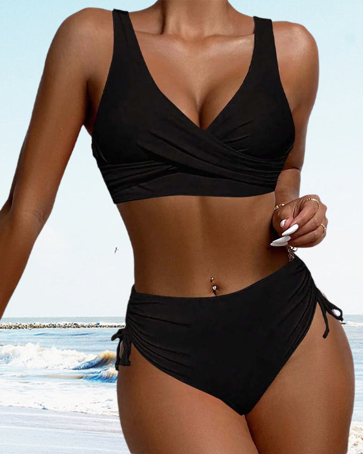 Drune bikini-badeanzug mit kordelzug und schnürung hinten