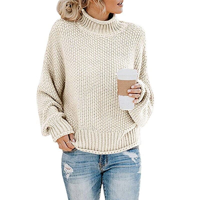 Drune | Strickpullover - Hoher Rollkragen - Grobstrick - Lockere Passform - Weich und Warm