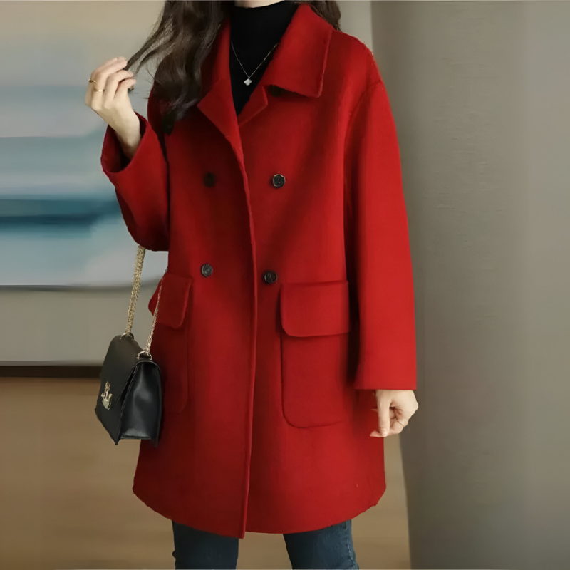 Drune | Warme Damen Wolljacke mit Langer Passform und Knopfverschluss