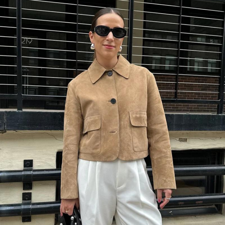 Drune | Beige Lederjacke
