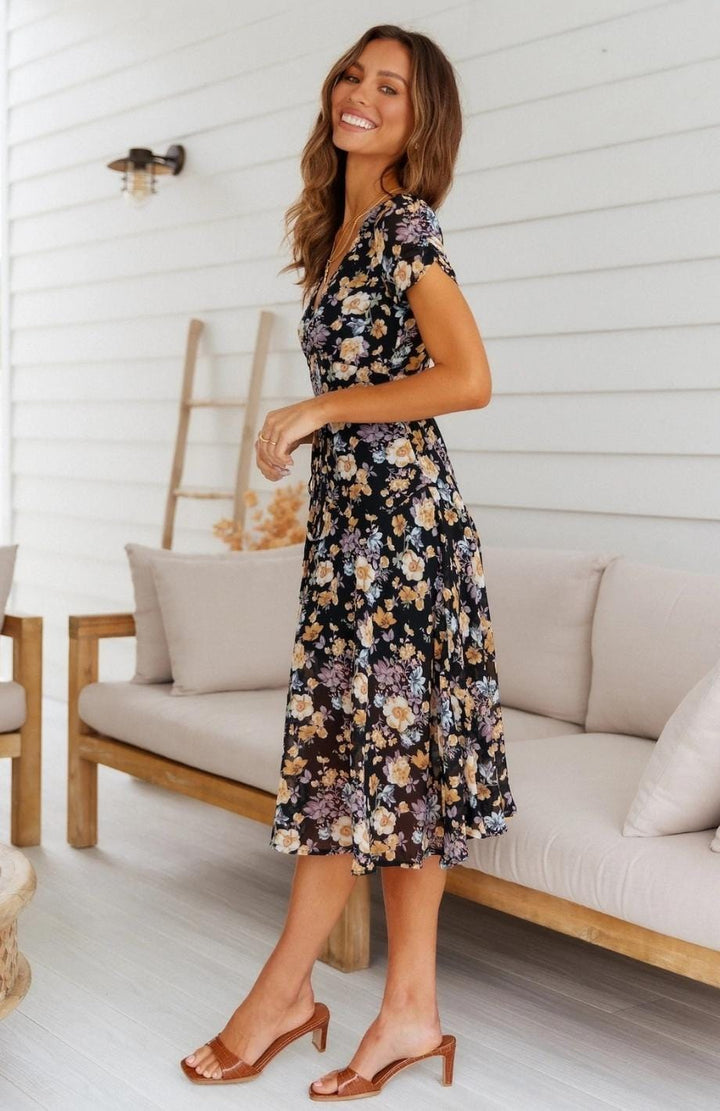 Drune | Kleid in Midi Länge, Ideal Für Frühling Und Den Täglichen Gebrauch