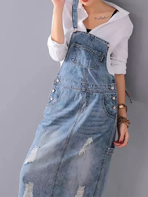 Drune | Lässiges Denim-Latzkleid