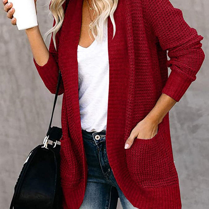 Drune | Strickjacke Weiches Strickmaterial Lockere Passform Offene Vorderseite Taschen Lange Ärmel