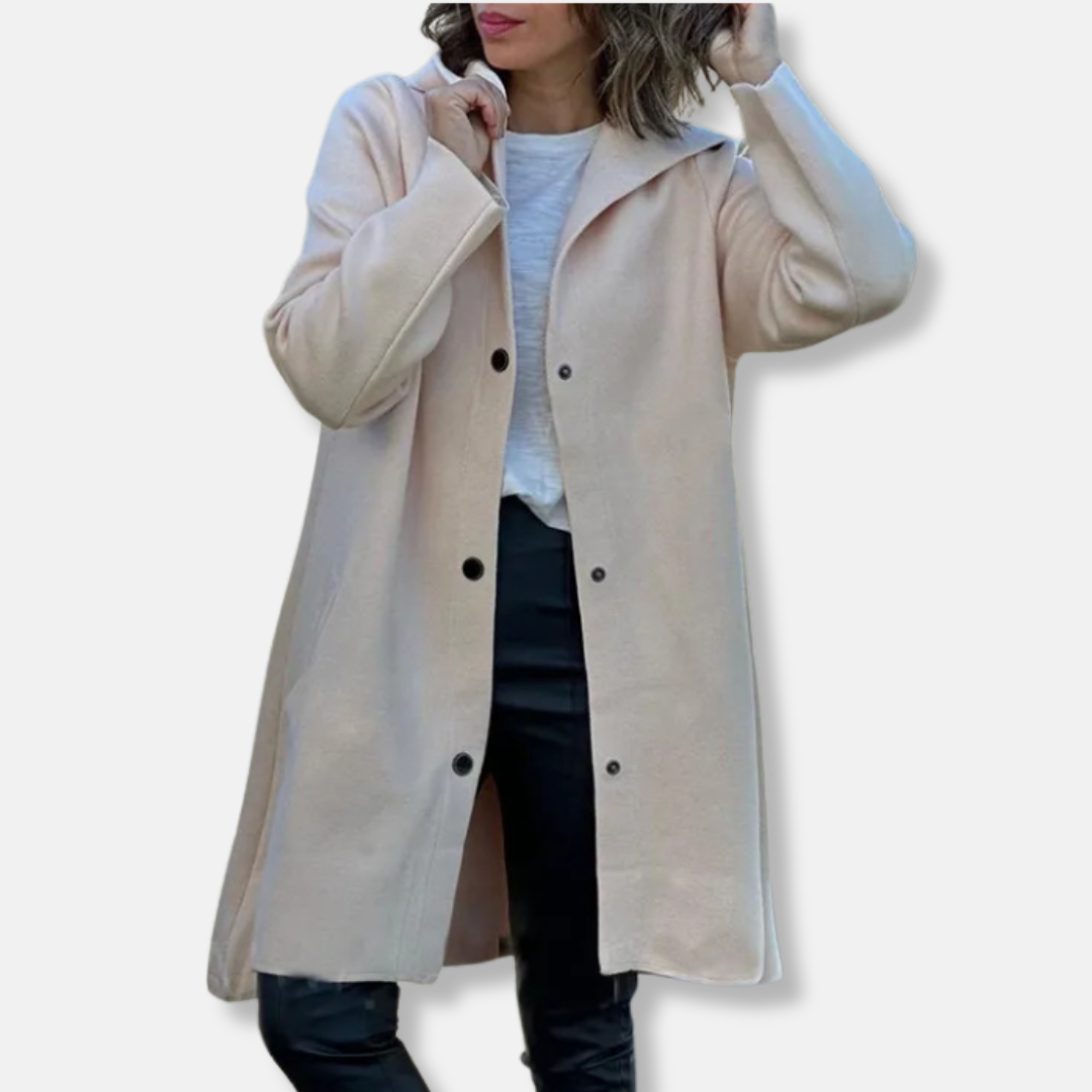 Drune | Wollmischung Relaxed Fit Kapuze Druckknopfschluss mittellange