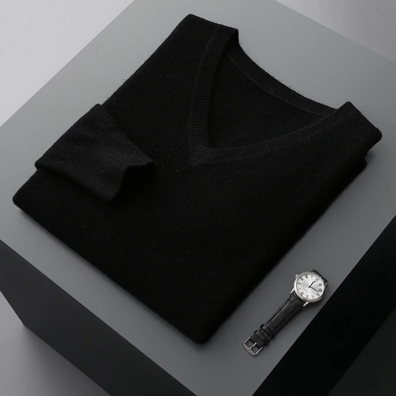 Drune Herren Pullover V-Ausschnitt langarm Strick