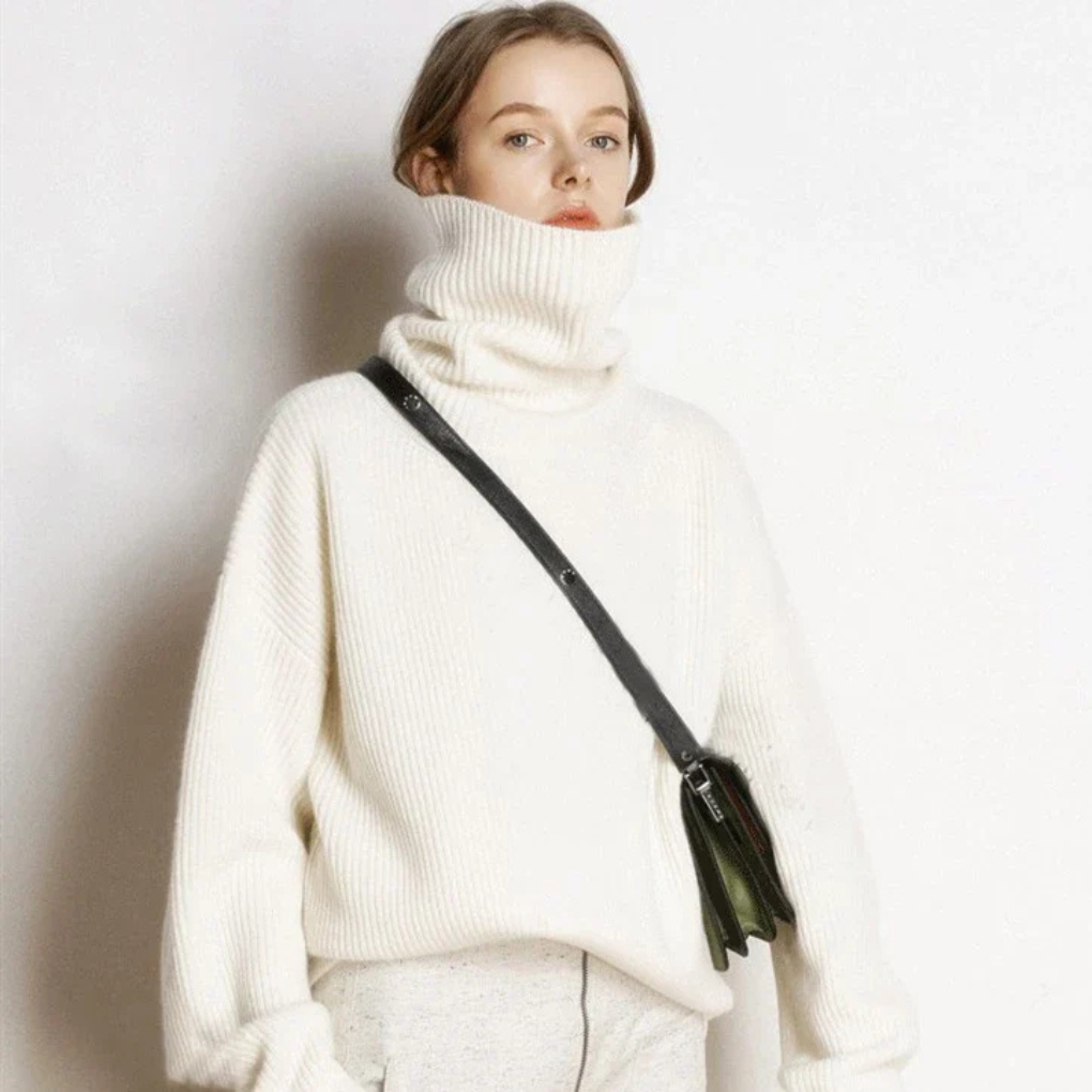 Drune | Pullover - Damen Herbst Oversized Polokragen Pullover