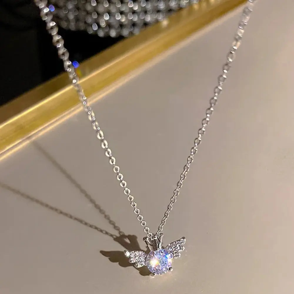 Drune | Bogen Engel Flügel Herz Anhänger Kette Für Damen