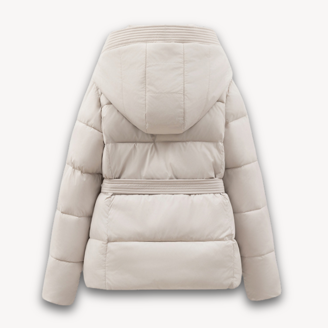 Drune | Damen Pufferjacke mit Kapuze und Gürtel