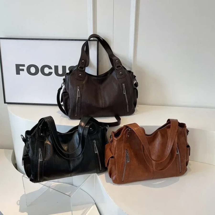 Drune | Lässige Schultertasche mit Reißverschlüssen und Verstellbarem Riemen