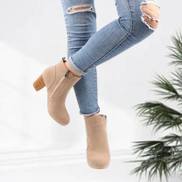Drune | Damen Lässig Wildleder Stiefeletten, Niedriger Blockabsatz, Seitenreißverschluss