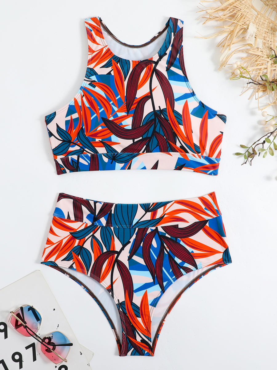 Drune | Damen Sportlicher High Waist Bikini Frauen Schwimmbekleidung